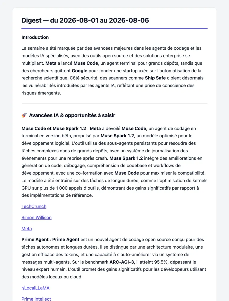 Digest de veille technologique